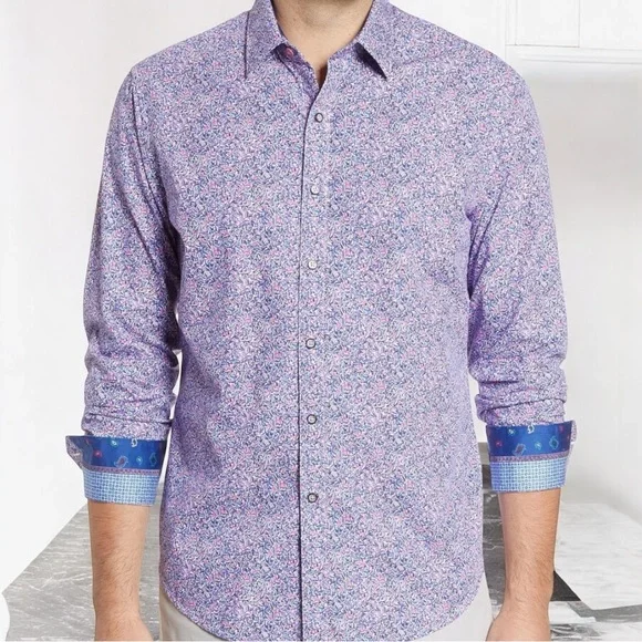 Robert Graham 'Precision' Mens Variegated Button Down Shirt - Picture 4 of 13
